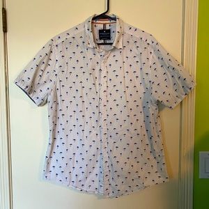 Denim & Flower White and Blue Palm Tree Casual Shirt